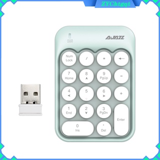 Teclado numérico inalámbrico 2.4G Mini USB 18 teclas teclado numérico para escritorios PC verde