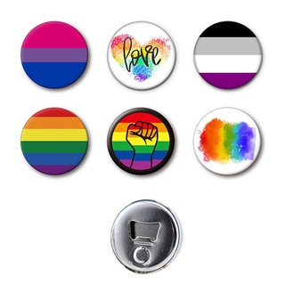 5.5cm Abridor de cerveza de hojalata Abrebotellas arcoíris imán de nevera homosexual Gay LGBT Pride Banner de metal