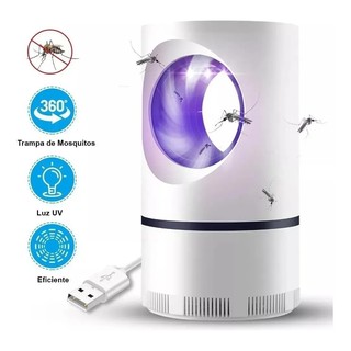Lampara Mata Zancudos Mosquitos Insectos USB Luz UV atrae, con Ventilador de Succión