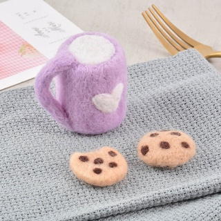 FAMLOJD 3Pcs DIY Baby Wool Felt Milk Tea Cup+Cookies Decorations Newborn Photograph Prop (8)