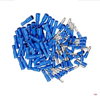tapa 100 terminales de conector de bala aislado macho y hembra 16-14awg kit de alambre azul