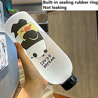 ❀ SIMPLE Plástico Deportes Botella De Agua Portátil Panda Taza Con Paja Transparente 1000ML Artículos De Bebida De Dibujos Animados A Prueba De Fugas Mate We Bare Bears (7)
