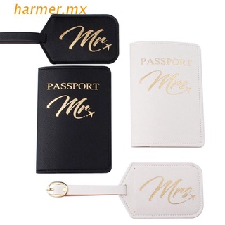 har1 1set cuero pu equipaje etiqueta mr./sra. pasaporte caso para parejas luna de miel