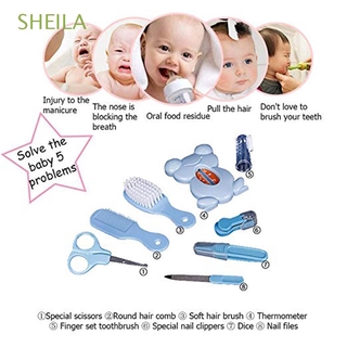 sheila kids cuidado del bebé bebé clipper peine de pelo cepillo de dientes bebé kit de cuidado de la salud moda nariz limpiador material de seguridad termómetro multicolor