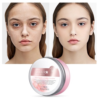 80ml japón sakura máscara de barro limpieza facial rosa esencia brillante piel reabastece poros encogimiento poros húmedos control de aceite exfoliante