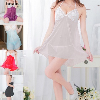 [Tatain] Women Lingerie Lace Robe Dress Babydoll Nightdress Nightgown Sleepwear MX