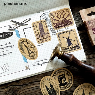 PINSHEN Retro Stamp Travel Plant Creative Sticker Bullet Journal Deco Stationery Sticker .
