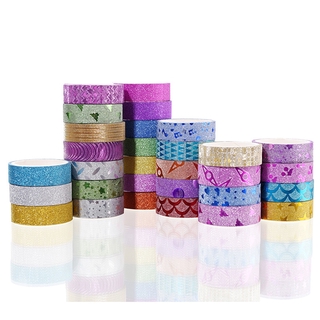 10pcs glitter washi cinta papelería scrapbooking decorativo cintas adhesivas diy color enmascaramiento cinta suministros escolares