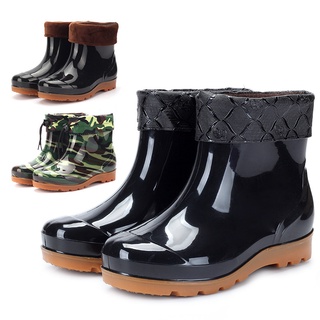 Slip-slip tubo bajo transpirable más algodón caliente zapatos de lluvia de los hombres botas de lluvia de lavado de coches zapatos de agua de trabajo de pesca zapatos de goma botas de camuflaje