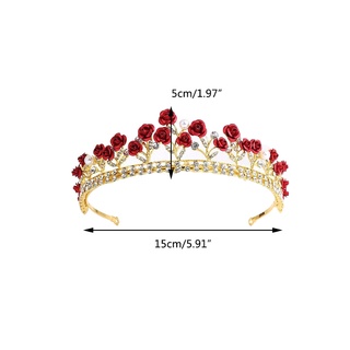 Autu rosa corona cristal perla diadema para novia niños moda fiesta accesorios para el cabello