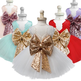 Baby Girl Tutu Vestidos Birthday Party Sequins Princess Ball Gowns Elegant Prom Bow Dress