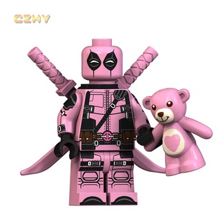 Super Heroes Deadpool Minifigures Wade Wilson Cable Domino modelo Bricks muñecas juguetes (9)