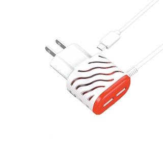 Cargador Moreka M-107, 2.1 A, 2 USB, Cable Adherido V8 Microusb, Led (1)