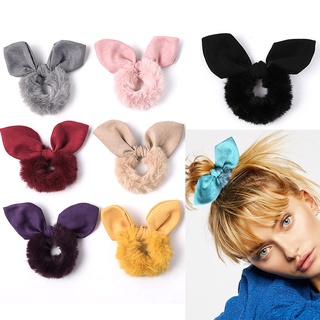 Mayay Women Cute Solid Rabbit Ears Plush Hair Ring Head Hoop Sweet Girls Headband