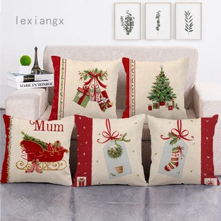 Lexiangx - funda de almohada de algodón, lino, sofá, decoración del hogar, navidad