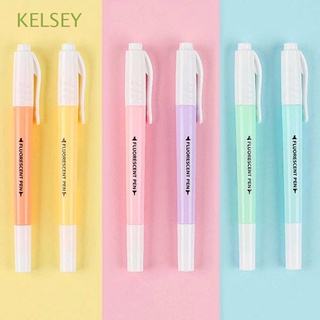 KELSEY 6Pcs/Set Fluorescent Pen Stationery Markers Pen Double Head Markers Pastel Drawing Pen Gift Office Supplies School Supplies Student Supplies DIY Drawing Highlighter Pen