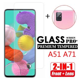 2 En 1 Para Samsung Galaxy A51 A71 Protector De Pantalla De Vidrio Templado + Lente De Cámara