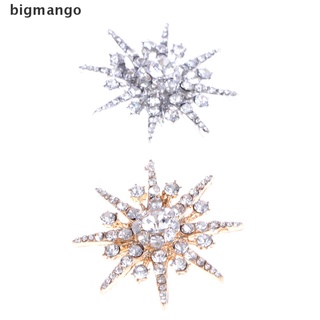 [bigmango] Broche de Diamante con copo de nieve de plata de boda, diseño de diamantes de imitación de cristal, broche de navidad caliente (1)