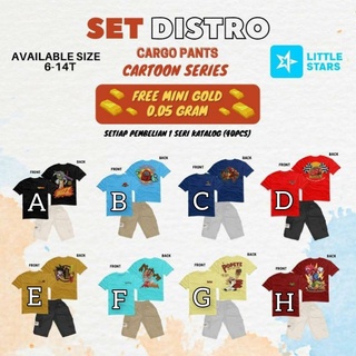 Little Stars Cartoon Series Cargo Distro pantalones conjunto/Little Stars Junior Distro traje