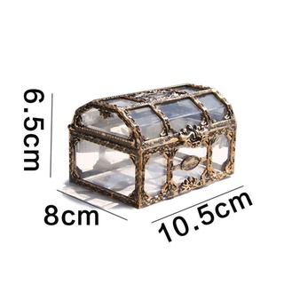 caja transparente del tesoro de cristal de la gema de la caja de plástico pirata decoración escena caja props transparente v1j3