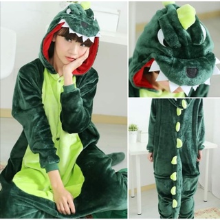 Pijama verde dinosaurio o disfraz tela polar con cierre