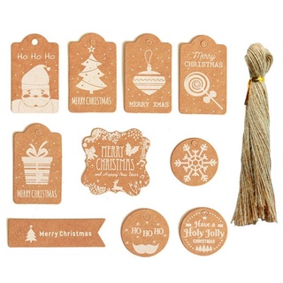 50pcs papel feliz navidad etiquetas Santa muñeco de nieve alce DIY colgar etiquetas con cuerda decoración fiesta de alta calidad