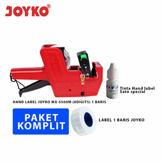 Joyko MX-5500M paquete de etiquetas de mano de 8 dígitos 1 fila + etiqueta de recarga + tinta