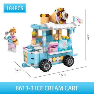 listo stock 184pcs bloques de construcción niños rompecabezas legoing ciudad calle vista mini bloque helado van niños diy juguetes