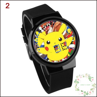 anime pokemon pikachu touch led reloj impermeable con pantalla de hora y fecha para niños (5)