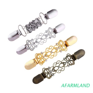 afarmland 4 unids/set moda mujeres suéter clips aleación incrustaciones de diamantes de imitación cárdigan enlace hebilla collar clip