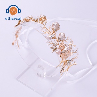 Golden Leaf Women Headpiece Floral Bridal Headband Hand wired Wedding Tiara Hair Crown Hair Accessories