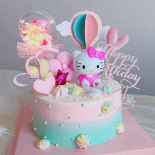 Hello Kitty Happy Birtday decoración de tarta para niños, decoración de fiesta de bebé