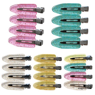 magichouse 4Pcs/Set Women Seamless No Bend Hair Clips Jelly Candy Color Side Bangs Fix Fringe Curl Pin Barrette Makeup Hairstyle Application Hairgrips