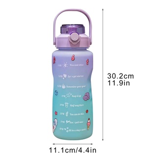 Botella De Agua Motivacional De 2 L Con Plástico Grande Para Gimnasio , Oficina/Entrenamiento (8)