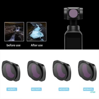 crus pocket 2 filtros de cámara nd, juego de lentes magnéticos de múltiples revestimientos de 4 (nd8, nd16, nd32, nd64) compatible con bolsillo/bolsillo 2