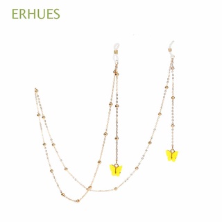 ERHUES Colorful Metal Glasses Chains Temperament Butterfly Neck Strap Anti-lost Non-slip Bead Alloy Eyewear Simple protection Hanging Rope