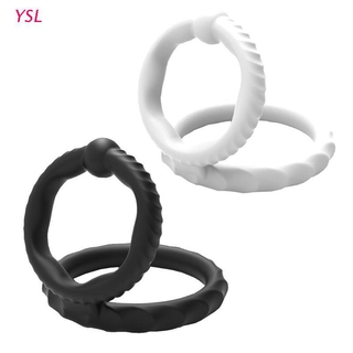 YSL Silicone Dual Penis Ring Premium Stretchy Longer Harder Stronger Erection Cock Ring Enhancing Sex Toy for Man or Couples Play