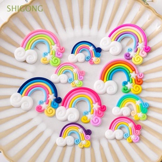 Shigong 10Pcs cabujón PVC decoración del teléfono pegamento plano adorno de espalda Flexible DIY Scrapbooking artesanía de dibujos animados arco iris