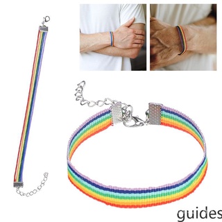 stock listo moda arco iris pulsera parejas pulsera orgullo pulseras para nylon arco iris correa guías