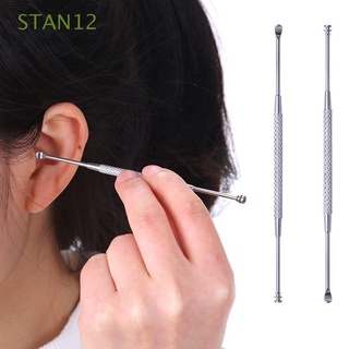 STAN12 New EarPick Curette Stainless Steel Double Ended Beauty Ear Care Pick Earwax Removal Ear Cleaners Cleaner Spiral Ear Pick