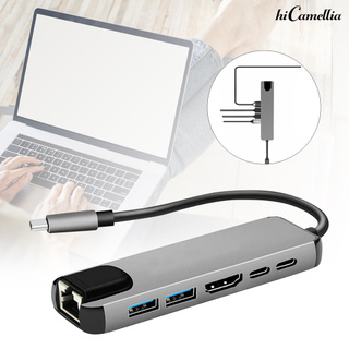 [HA] USB-C Hub portátil multipuerto 6 en 1 tipo C adaptador con 4K HDMI compatible RJ45 Ethernet Lan para Nintendo Switch