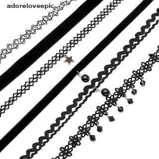 apmx 6 piezas gargantilla de terciopelo negro para mujer/choker de encaje para niñas/collar de tatuaje