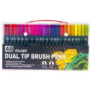 48 colores de doble punta pincel pluma dibujo pintura marcadores caligrafía mano