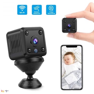 Mini câmera 720P Wi-Fi Nanny Cam com áudio ao vivo, visão noturna e detecção de movimento portátil kuirtg