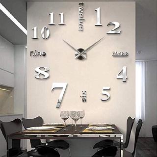 1pc diy grande reloj de pared 3d espejo superficie pegatina hogar oficina decoración de la habitación (9)