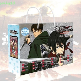 SALLY12 School Supplies Anime Attack On Titan Sleeves Gift Eren Ackerman Attack On Titan Gift Bag Stickers Postcard Bookmark Poster Japanese Anime Badge Collection Toy