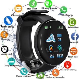 D18 smartwatch bluetooth, homens, mulheres, pressão arterial, à prova d'água, esportivo, frequência cardíaca, fitness, rastreador, relógios inteligentes