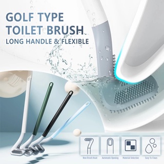 1PC Long Handle Golf Silicone Toilet Brush/No Dead-end Wall-Mounted Cleaning Brush/Bathroom Flexible Bendable Toilet Brush Bathroom Supplies