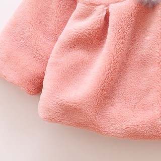2021 spot girls cotton winter children's clothing new cute fur ball button rabbit ears hooded wool sweater suitable for female babies from 6 months to 4 years old (9)