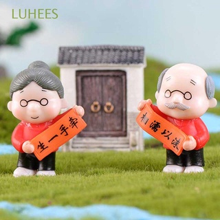 luhees 2/3 piezas miniaturas regalo decoración de navidad adornos abuelo pareja figuras de dibujos animados casa casa de muñecas hadas jardín figuritas